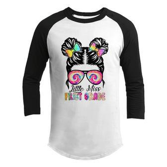 Little Miss First Grade Girls Back To School Funny Youth Raglan Shirt - Monsterry