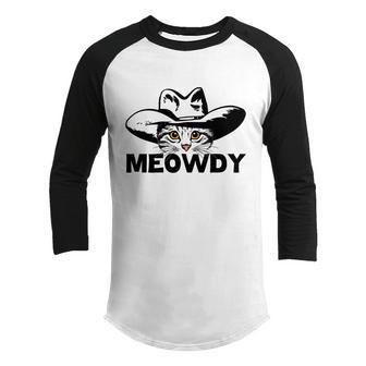 Meowdy Funny Cat Cowboy Howdy Cute Gift Idea Youth Raglan Shirt - Thegiftio UK