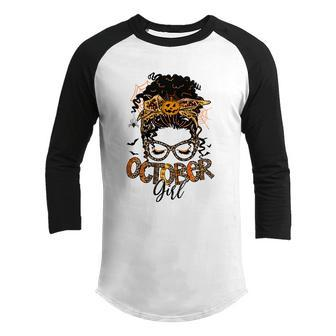 October Girl Gift Halloween Gift For October Birthday Black Girl Graphic Design Printed Casual Daily Basic Youth Raglan Shirt - Thegiftio UK