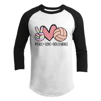 Peace Love Volleyball Cute Design For Teen Girls Gift Graphic Design Printed Casual Daily Basic Youth Raglan Shirt - Thegiftio UK