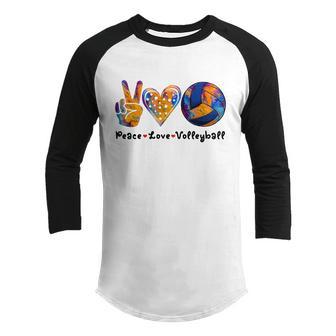 Peace Love Volleyball Sport Player Lover Team Girls Gift Graphic Design Printed Casual Daily Basic Youth Raglan Shirt - Thegiftio UK
