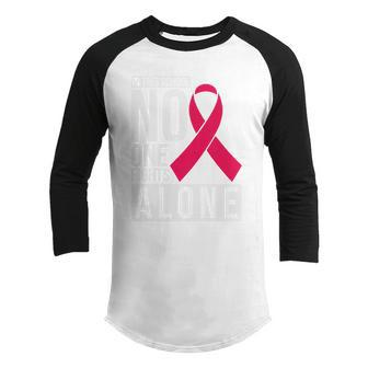Pink Ribbon In This School No One Fight Alone Breast Caner Youth Raglan Shirt - Monsterry
