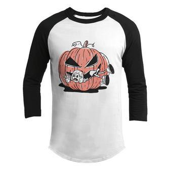 Pumpkin Eating Girl Graphic Design Printed Casual Daily Basic Youth Raglan Shirt - Thegiftio UK
