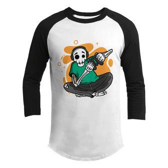 Skeleton Gamer Graphic Design Printed Casual Daily Basic Youth Raglan Shirt - Thegiftio UK