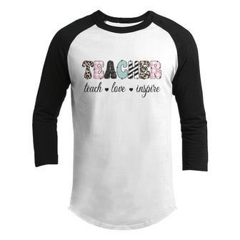 Teach Love Inspire Funny Back To School V2 Youth Raglan Shirt - Thegiftio UK