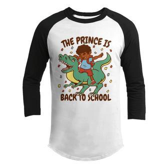 The Prince Is Back To School Dinosaur Dab Youth Raglan Shirt - Monsterry