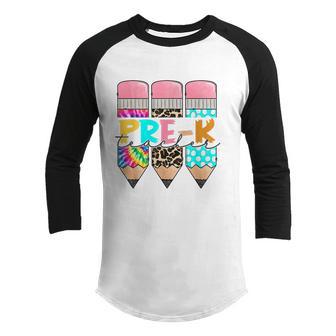 Tie Dye Prek Teacher Funny Leopard Pencil Back To School Graphic Design Printed Casual Daily Basic Youth Raglan Shirt - Thegiftio UK