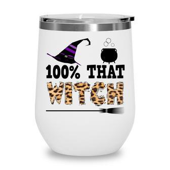 100% That Witch Halloween Witch Hat Leopard Wine Tumbler - Seseable