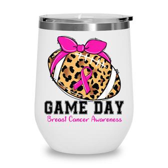 Game Day Breast Cancer Awareness Pink Football Mom Grandma  Wine Tumbler