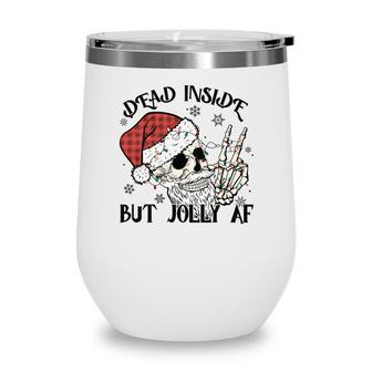 Retro Christmas Skeleton Christmas Dead Inside Wine Tumbler