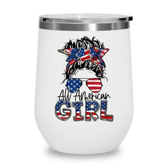 All American Girl 4Th Of July Girls Kids Sunglasses Family V2 Wine Tumbler - Seseable