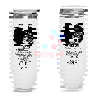 All American Girls 4Th Of July Black African Messy Bun Wine Tumbler - Seseable