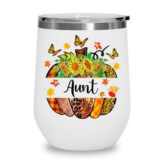 Aunt Fall Leopard Pumpkin Sunflowers Autumn Thanksgiving V2 Wine Tumbler - Thegiftio UK