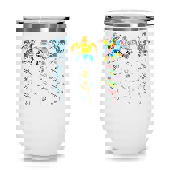 Autism Awareness Its Ok To Be Different Sea Turtle Planet Wine Tumbler - Thegiftio