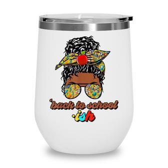 Back To School-Ish Messy Bun Black Women Teacher Junenth Wine Tumbler - Thegiftio UK