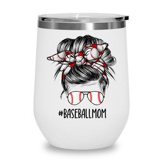 Baseball Mom Messy Bun Softball Mom Mothers Day Wine Tumbler - Thegiftio UK