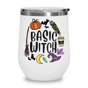 Basic Witch Hat Witches Pumpkin Moon Witchcraft Halloween V2 Wine Tumbler - Seseable