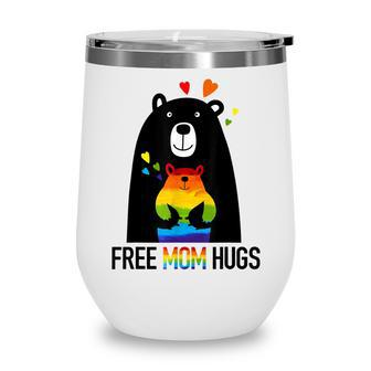 Bear Free Mom Hugs Rainbow Lgbt Lesbian Gay Pride Month Wine Tumbler - Thegiftio UK