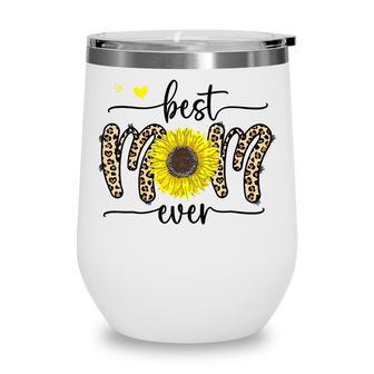 Best Mom Ever Cute Leopard Sunflower Heart Love Mothers Day Wine Tumbler - Thegiftio UK