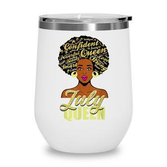 Black African American Melanin Afro Queen July Birthday Wine Tumbler - Seseable