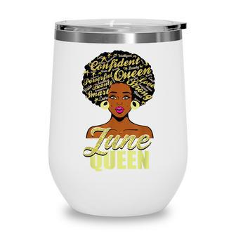 Black African American Melanin Afro Queen June Birthday Wine Tumbler - Seseable