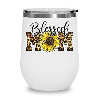 Blessed Mom Leopard Blessed Mom Sunflower V2 Wine Tumbler - Thegiftio UK