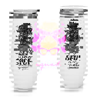 Breast Cancer Awareness Support Squad Black Women Wine Tumbler - Thegiftio