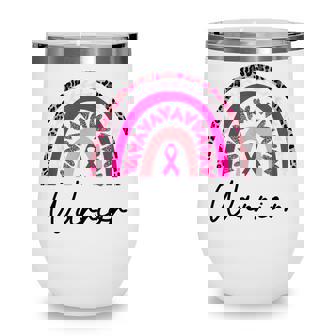 Breast Cancer Warrior Pink Breast Cancer Awareness Rainbow Wine Tumbler - Thegiftio