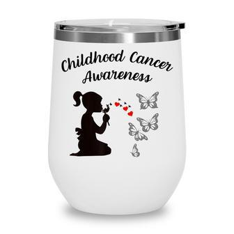 Childhood Cancer Awareness Faith Hope Love Dandelion V2 Wine Tumbler - Thegiftio UK