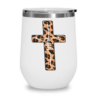 Christian Faith & Cross Leopard Cheetah Ombre Print Jesus Wine Tumbler - Thegiftio UK
