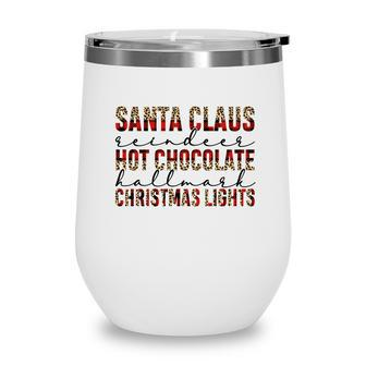 Christmas Buffalo Plaid Santa Claus Hot Cocoa Holiday Christmas Lights Wine Tumbler | Seseable CA