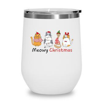 Christmas Funny Cat Meowy Christmas Gift For Cat Lovers Wine Tumbler | Seseable CA