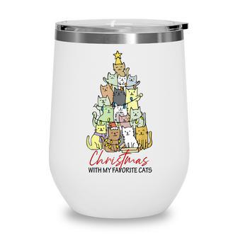 Christmas With My Favorite Cats Funny Lover Cats Gifts Xmas Wine Tumbler - Thegiftio UK