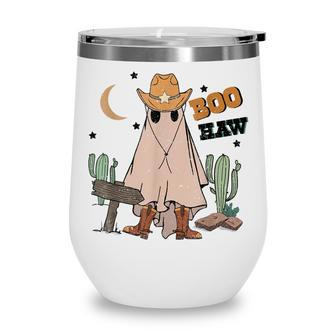 Cowboy Boo How Retro Ghost Halloween Costume Desert Cactus Wine Tumbler - Thegiftio UK