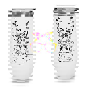 Cute Bunny Face Tie Dye Glasses Easter Day Girls Women Ns Wine Tumbler - Thegiftio