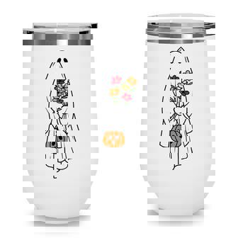 Cute Floral Ghost Womens Halloween Wine Tumbler - Thegiftio