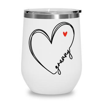 Cute Granny With Heart Girl Women Mom Mother Wine Tumbler - Thegiftio UK