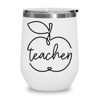 Cute Teacher In Vintage Apples Men Women Teacher Wine Tumbler - Thegiftio UK