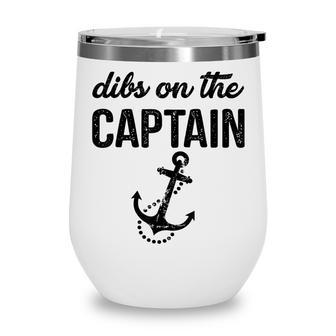 Dibs On The Captain Retro Anchor Funny Captain Wife Wine Tumbler - Thegiftio UK