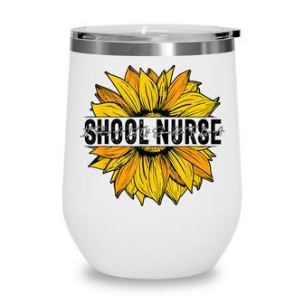 First Day Of School Nurse Boho Sunflower Back To School Wine Tumbler - Thegiftio UK