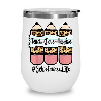 First Day Of School Nurse Leopard Pencil Back To School Wine Tumbler - Thegiftio UK