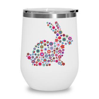 Floral Easter Bunny Women Girls Spring Flowers Rabbit Wine Tumbler - Thegiftio UK