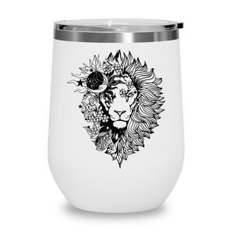 Floral Lion For Women Lion Flower Animal Lover Graphic Art Wine Tumbler - Thegiftio UK