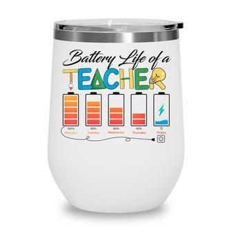 Funny Battery Life Of A Teacher Men Women Teacher Wine Tumbler - Thegiftio UK