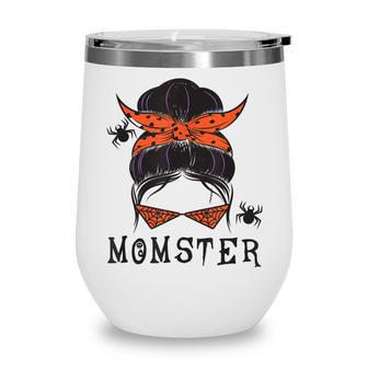 Funny Momster Halloween Witch Spider Cute Momster Glass Wine Tumbler - Seseable