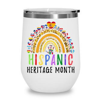 Funny National Hispanic Heritage Month Rainbow All Countries Wine Tumbler - Thegiftio UK