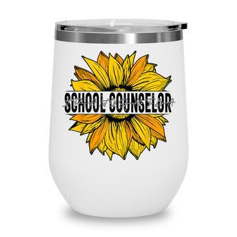 Funny School Counselor Boho Sunflower Back To School Gift Wine Tumbler - Thegiftio UK