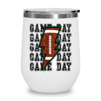 Game Day Retro Football Cute Football Top Mom Sports Lover Wine Tumbler - Thegiftio UK