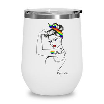 Gift Pride Lgbt Girl Power Pin Up Art Modern Rosie Wine Tumbler - Thegiftio UK