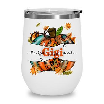 Gigi Pumpkin Leopard Gigi Thankful Grateful Blessed  Wine Tumbler
